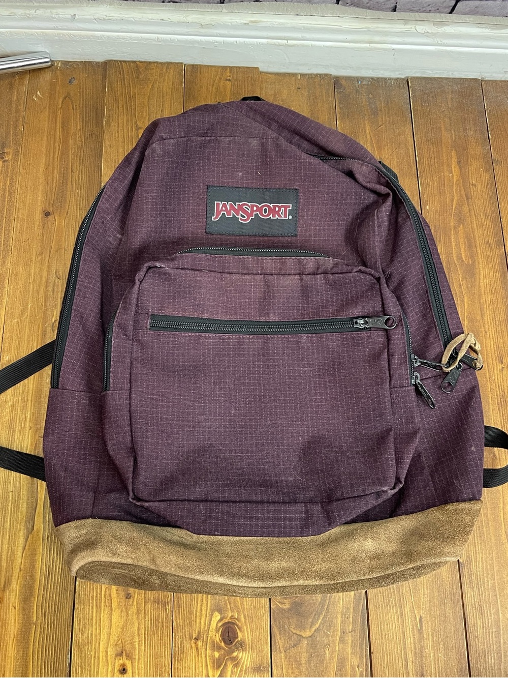 Jansport right pack back pack burgundy rip stop material